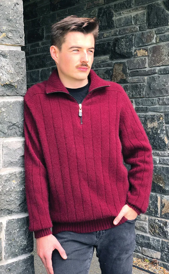 MEN'S ZIP COLLARED RIB JUMPER