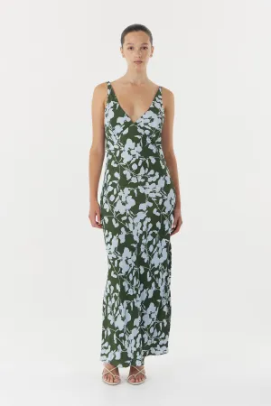 MODERN MUSE BIAS MIDI DRESS | OLIVE SHADOW