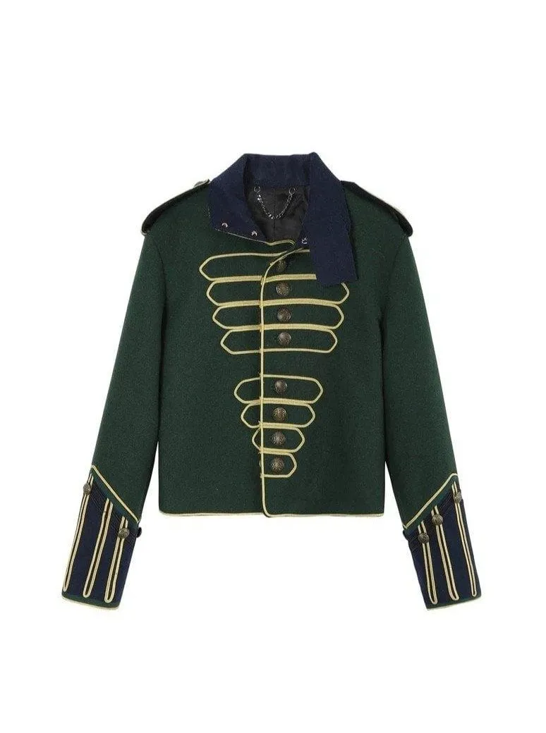 M.USE  Majorette Emerald Green Military Style Wool Jacket