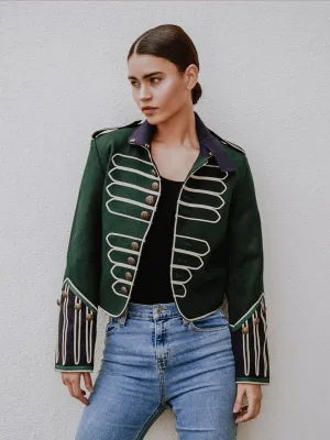 M.USE  Majorette Emerald Green Military Style Wool Jacket