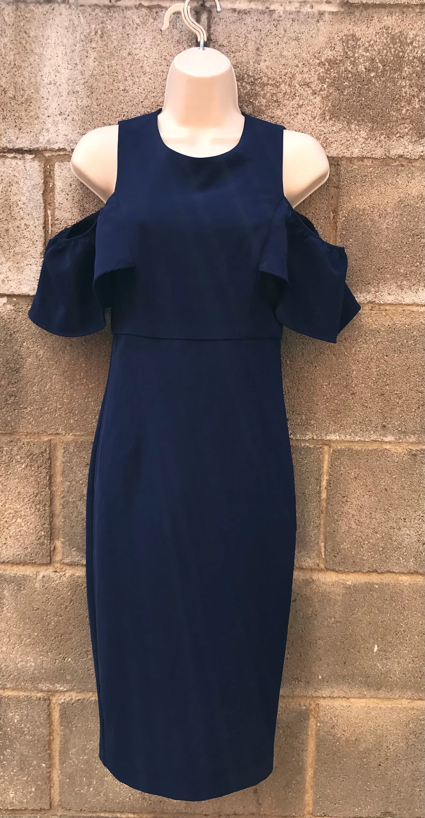 Navy Blue Size 8 Fully Linned MIDI Dress by Bardot