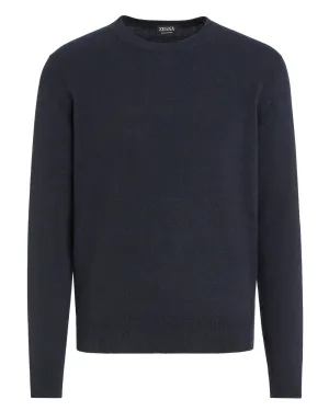 Navy Oasi Cashmere Crewneck Sweater