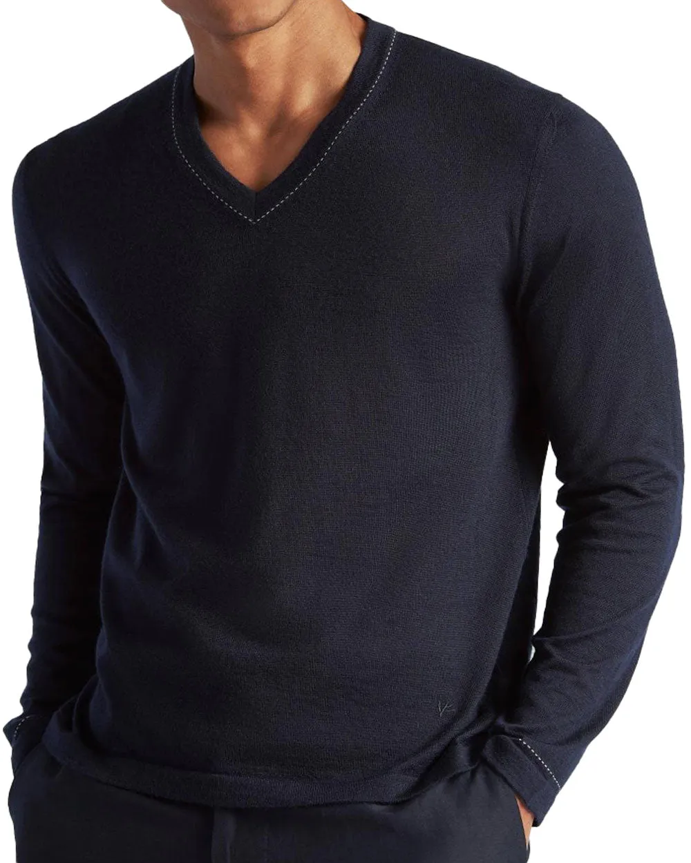 Navy V-Neck Knit