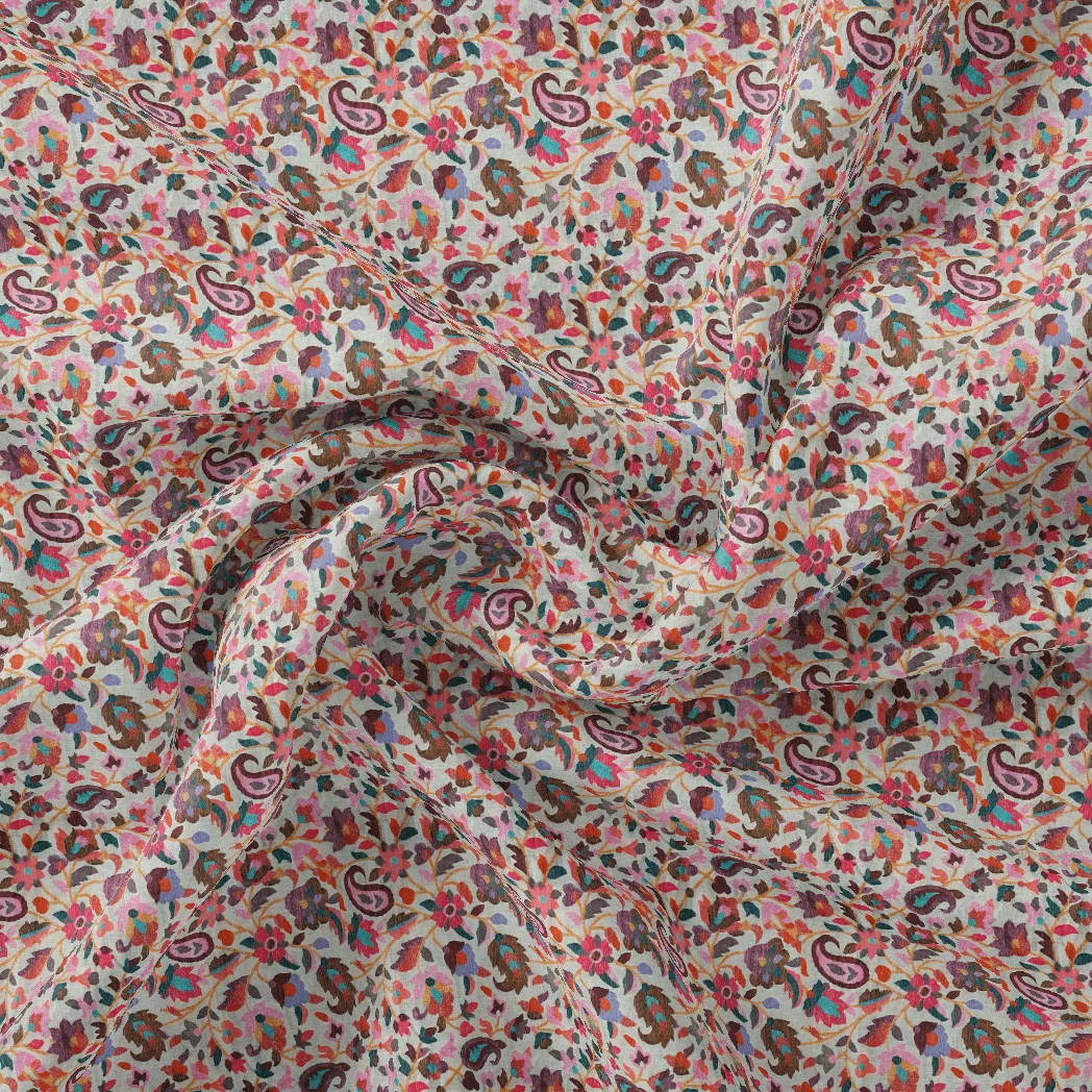 Paisley Multicolor Printed Pure Georgette Fabric