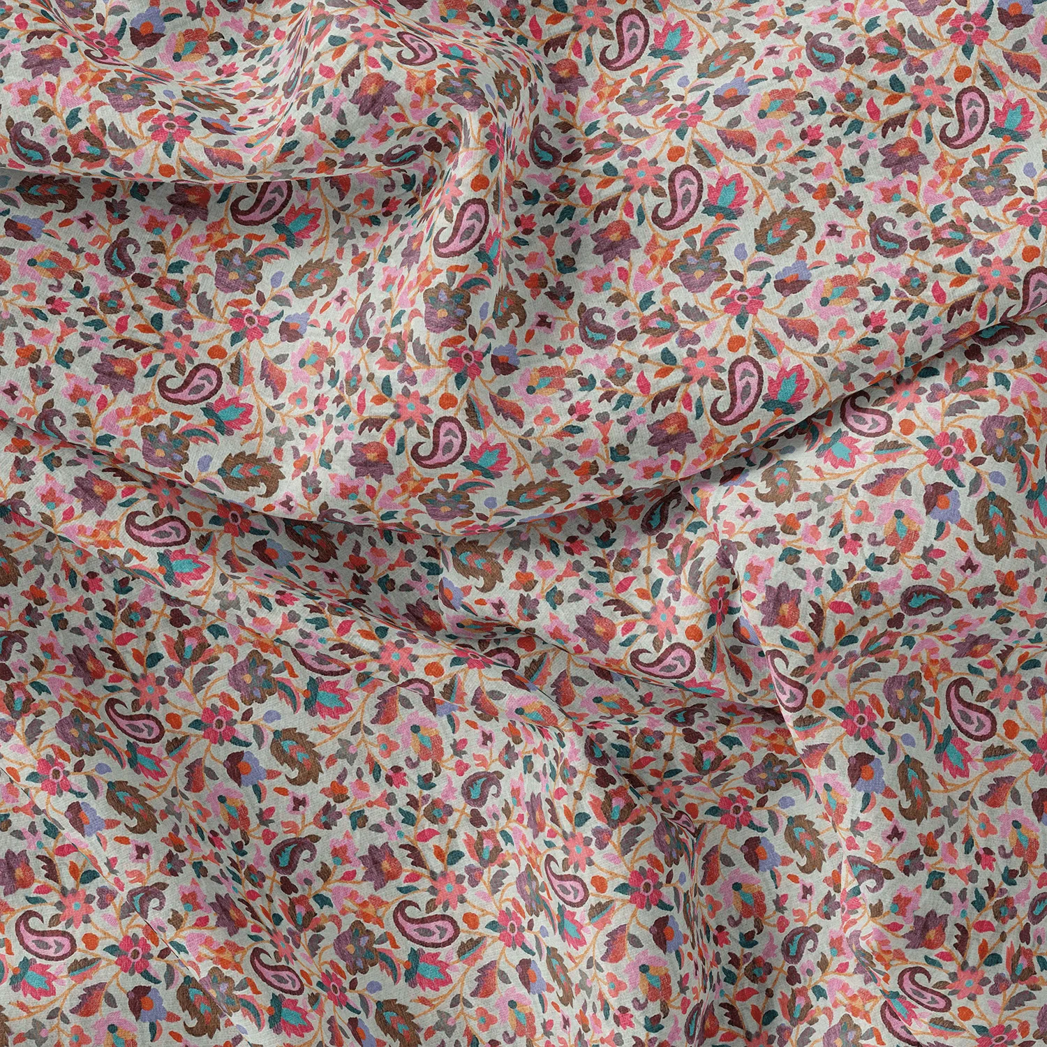 Paisley Multicolor Printed Pure Georgette Fabric
