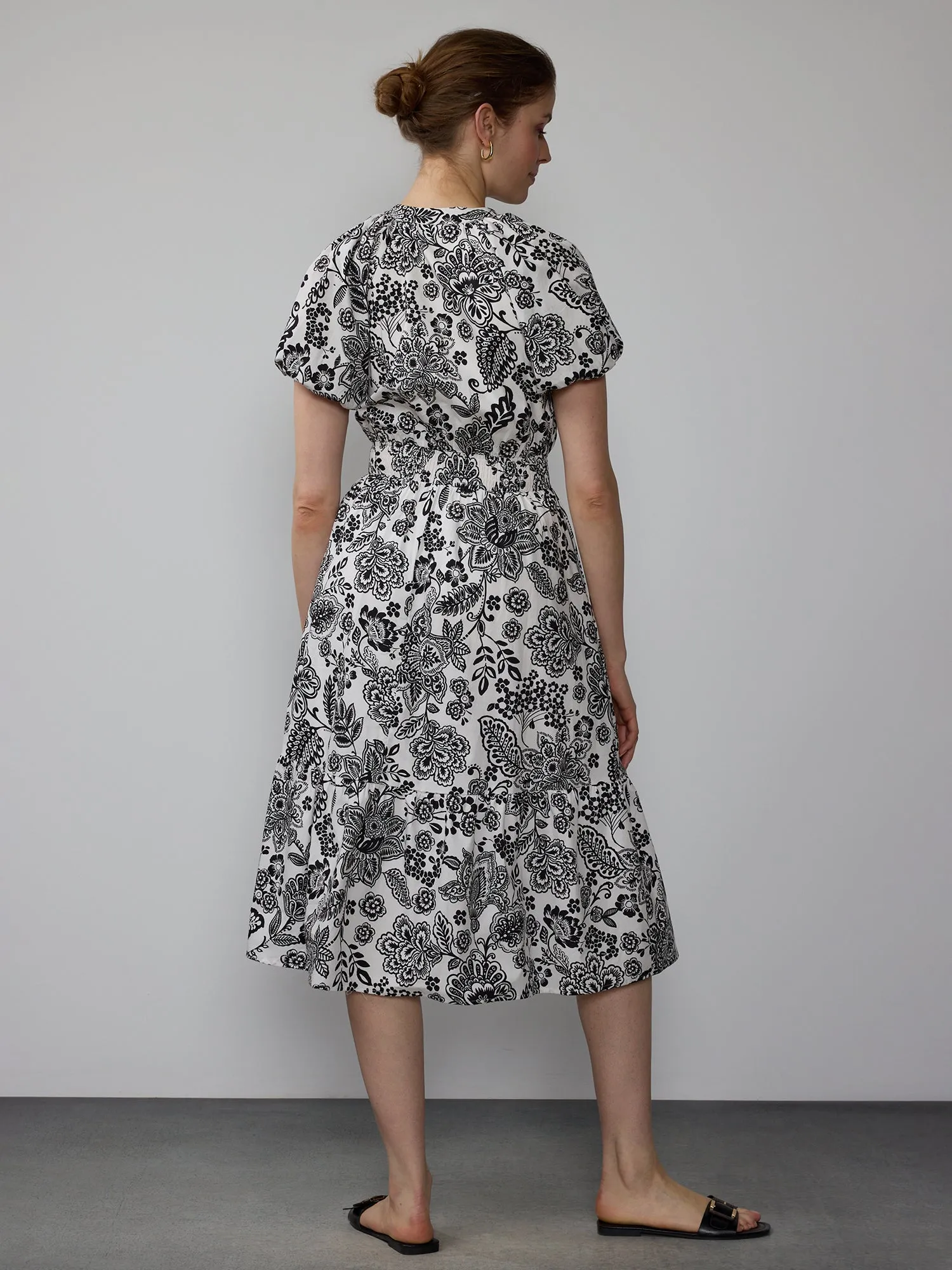 Paisley  Smocked Waist Midi Dress