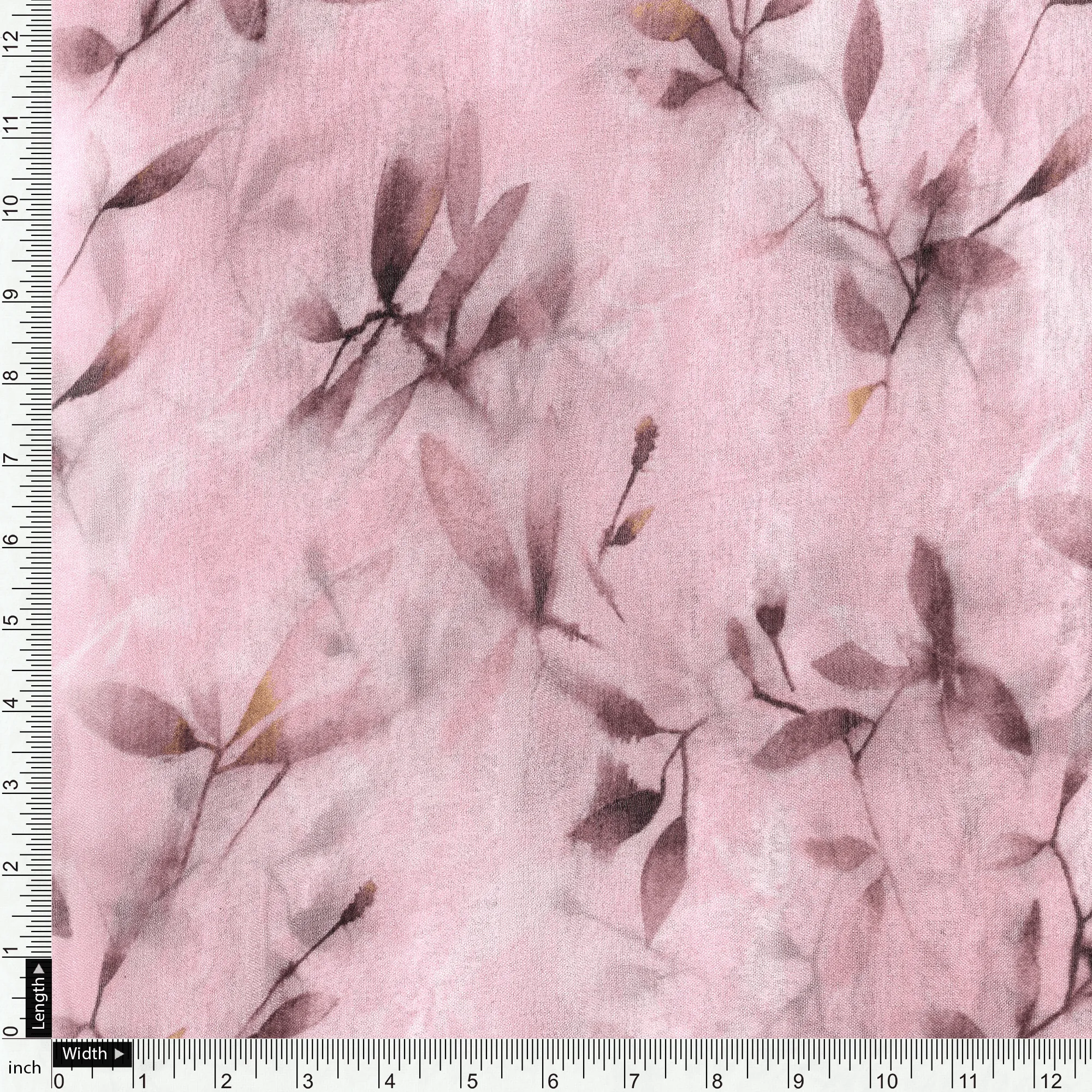 Pinkish Thin And Light Leaves Digital Printed Fabric - Pure Georgette