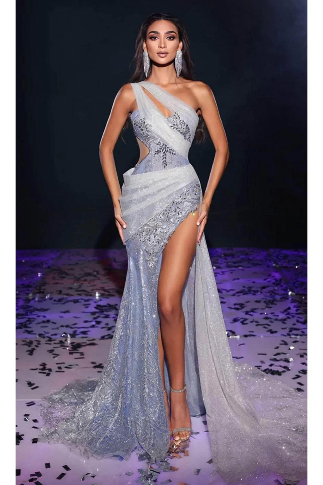 Portia and Scarlett PS23924 -long- Draped One Shoulder Evening Gown for Effortless Elegance