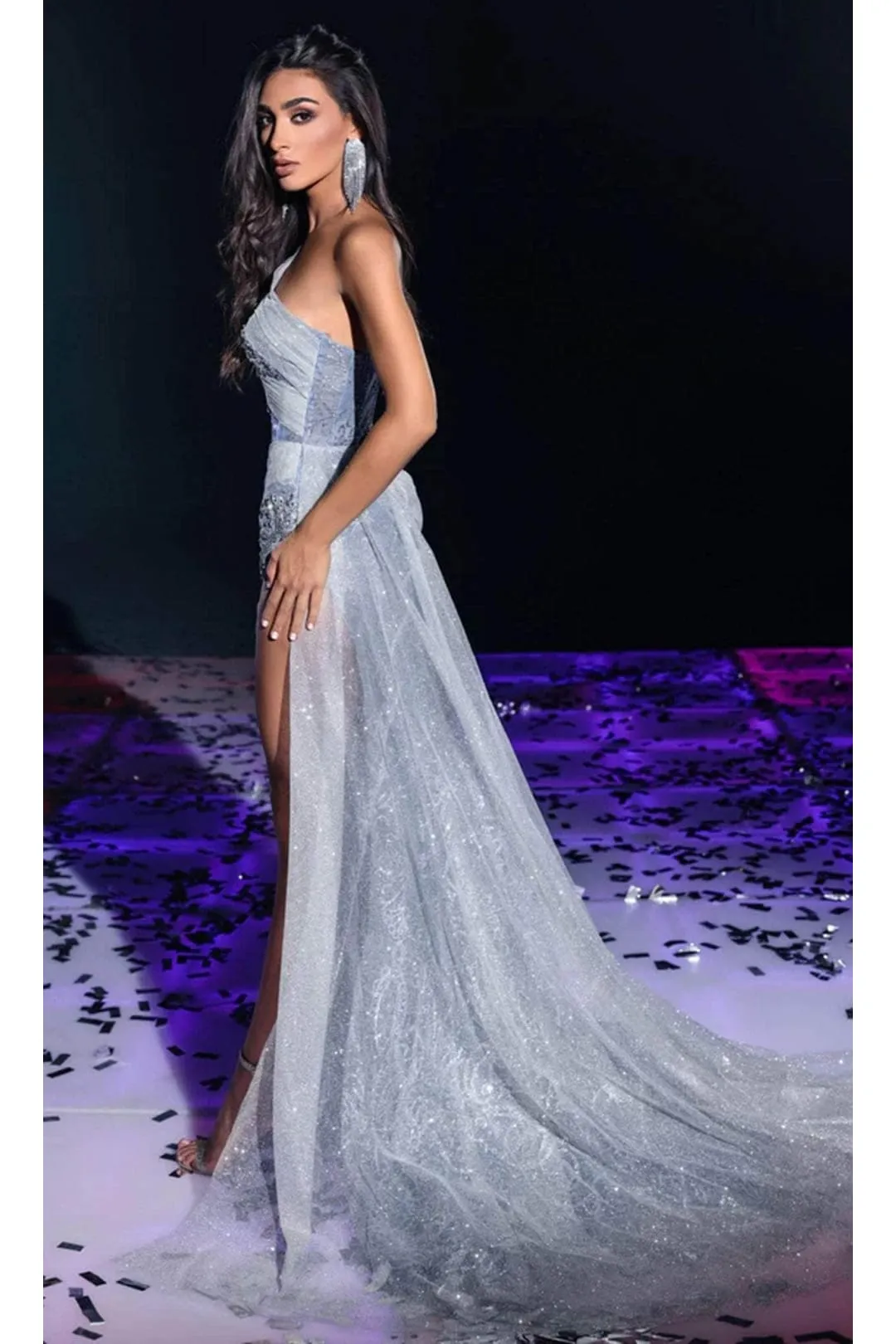 Portia and Scarlett PS23924 -long- Draped One Shoulder Evening Gown for Effortless Elegance