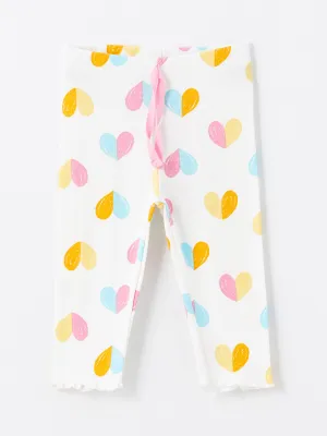Printed Baby Girl Tights with Elastic Waist