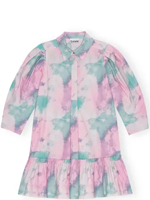 Printed Cotton Mini Shirt Dress