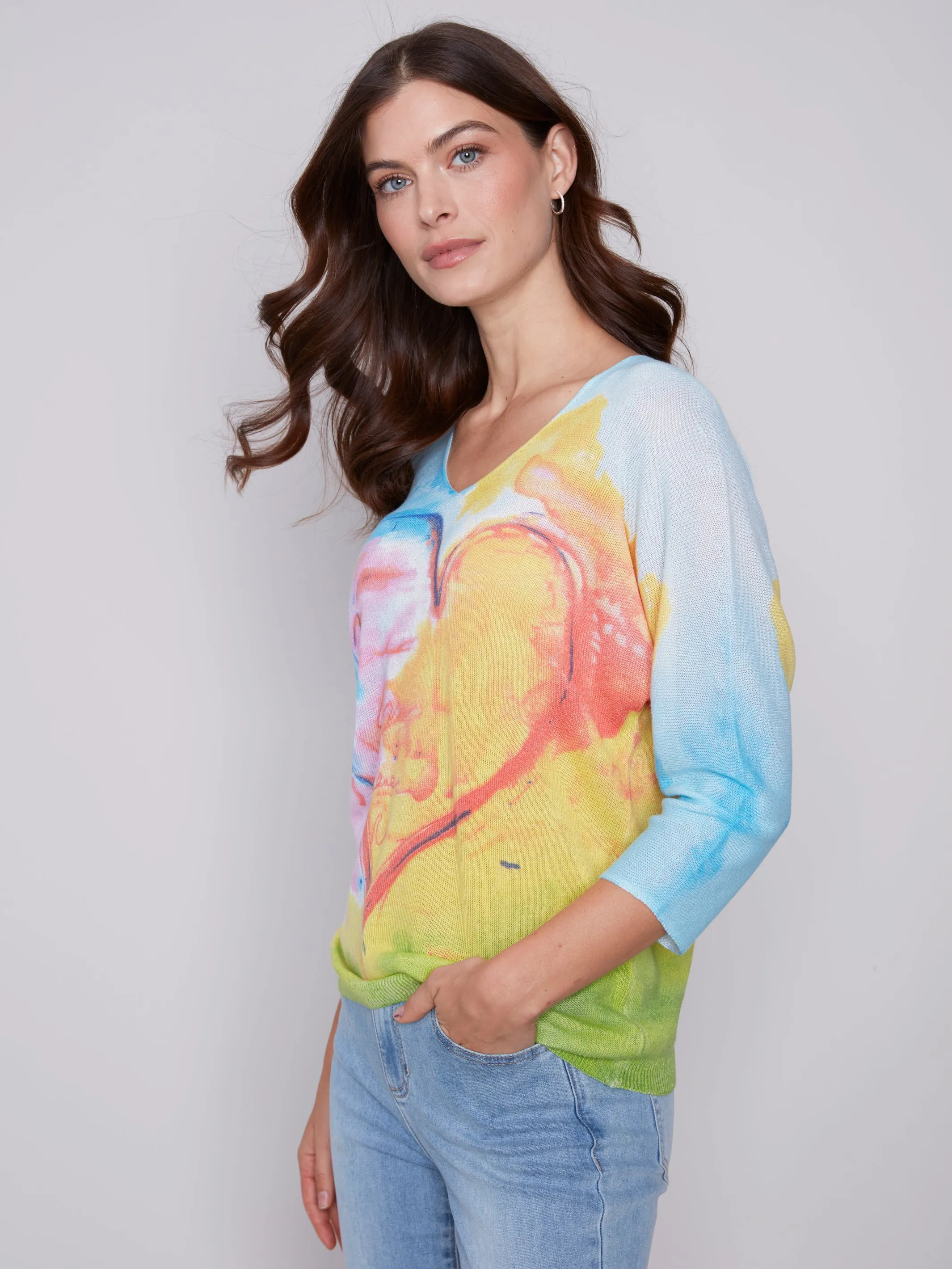 Printed Dolman Sweater
