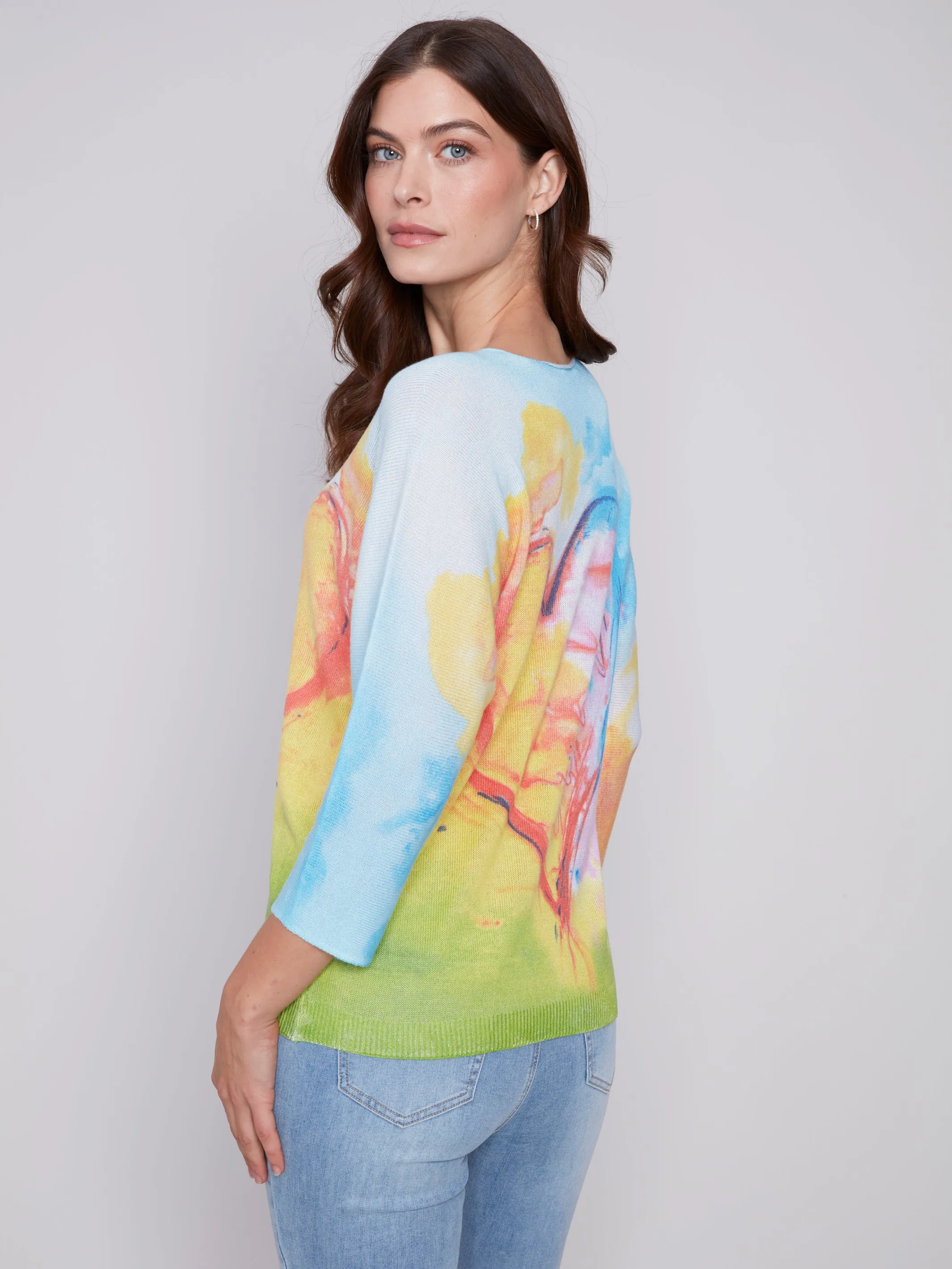 Printed Dolman Sweater