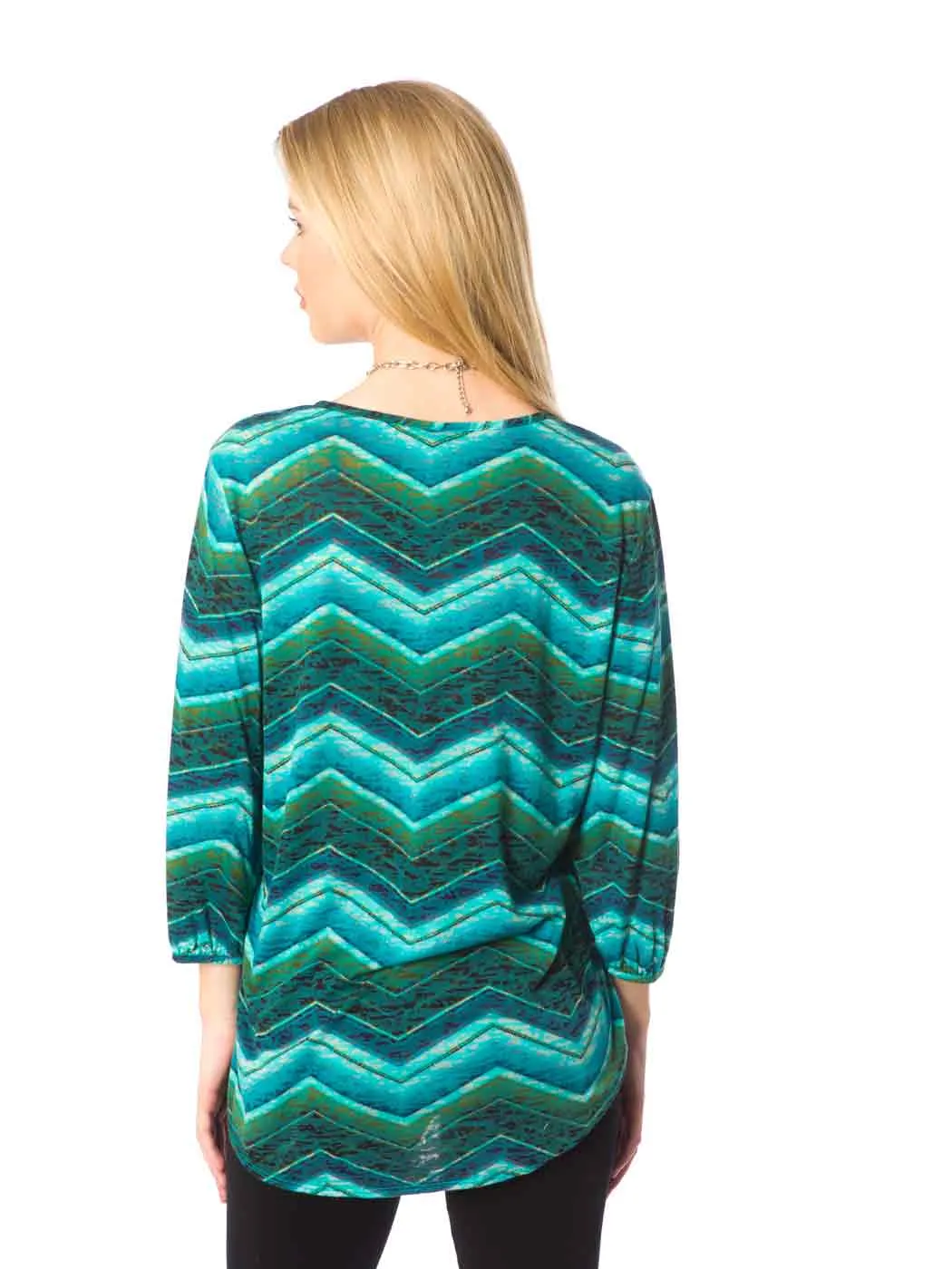 "Then" Print  Knit Cotton Burnout "Teylyne" Blouse