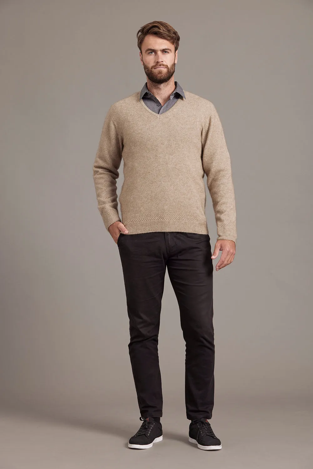 RACK STITCH V NECK JERSEY