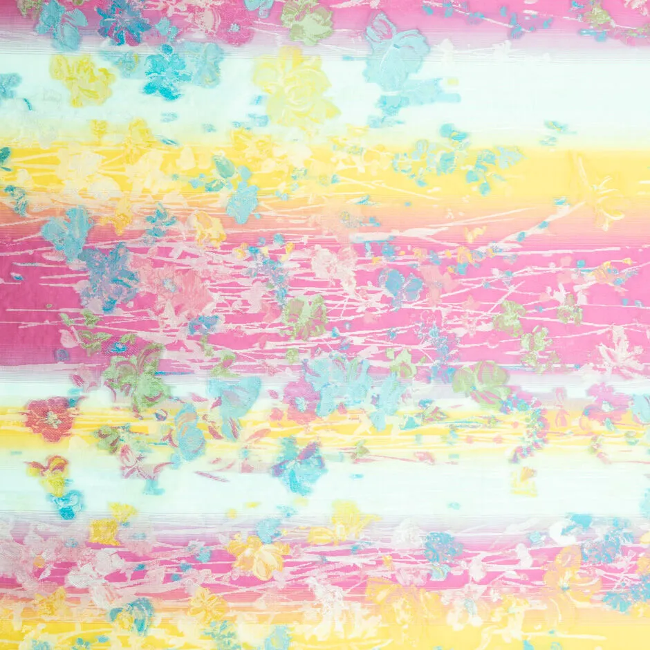 Rainbow Coloured Poly Silk Blend Organza