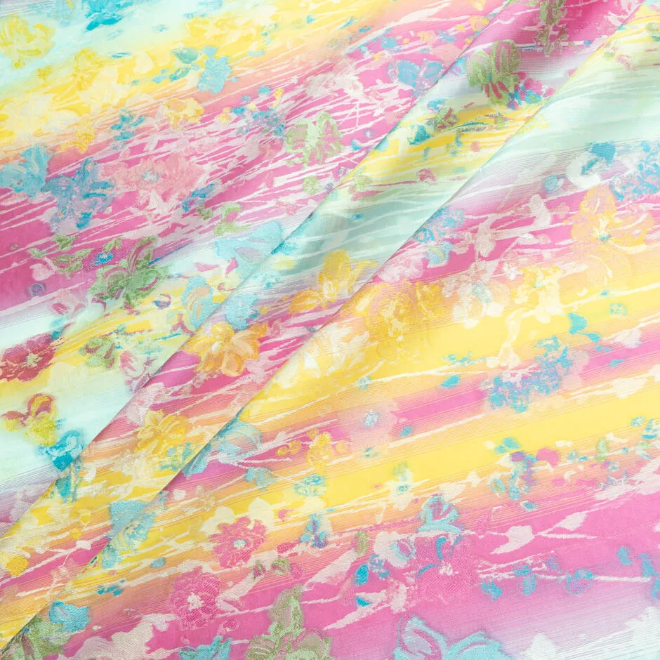 Rainbow Coloured Poly Silk Blend Organza