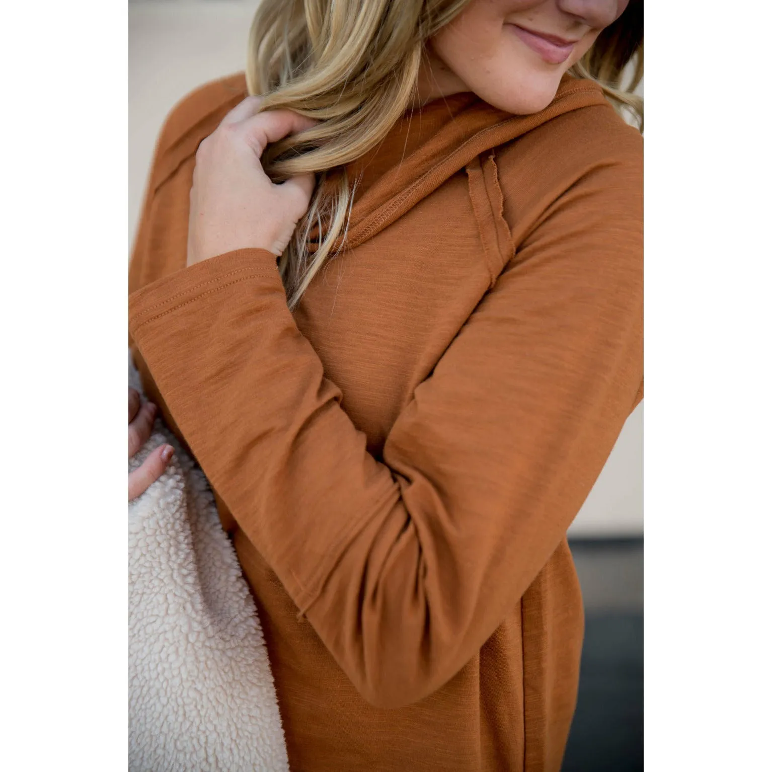 Raw Edge Cowl Neck Tee