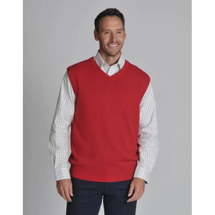Schoffel Sleeveless Cotton Cashmere V Neck Sweater - Rich Red