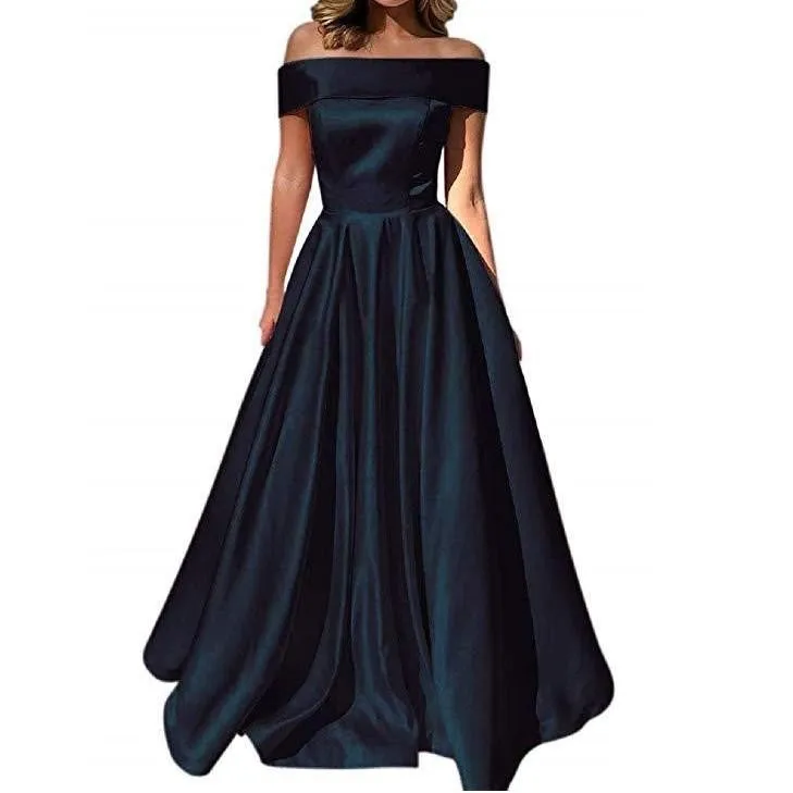 sd-hk Wedding Dresses Off Shoulder Short Sleeve Evening Long Dress