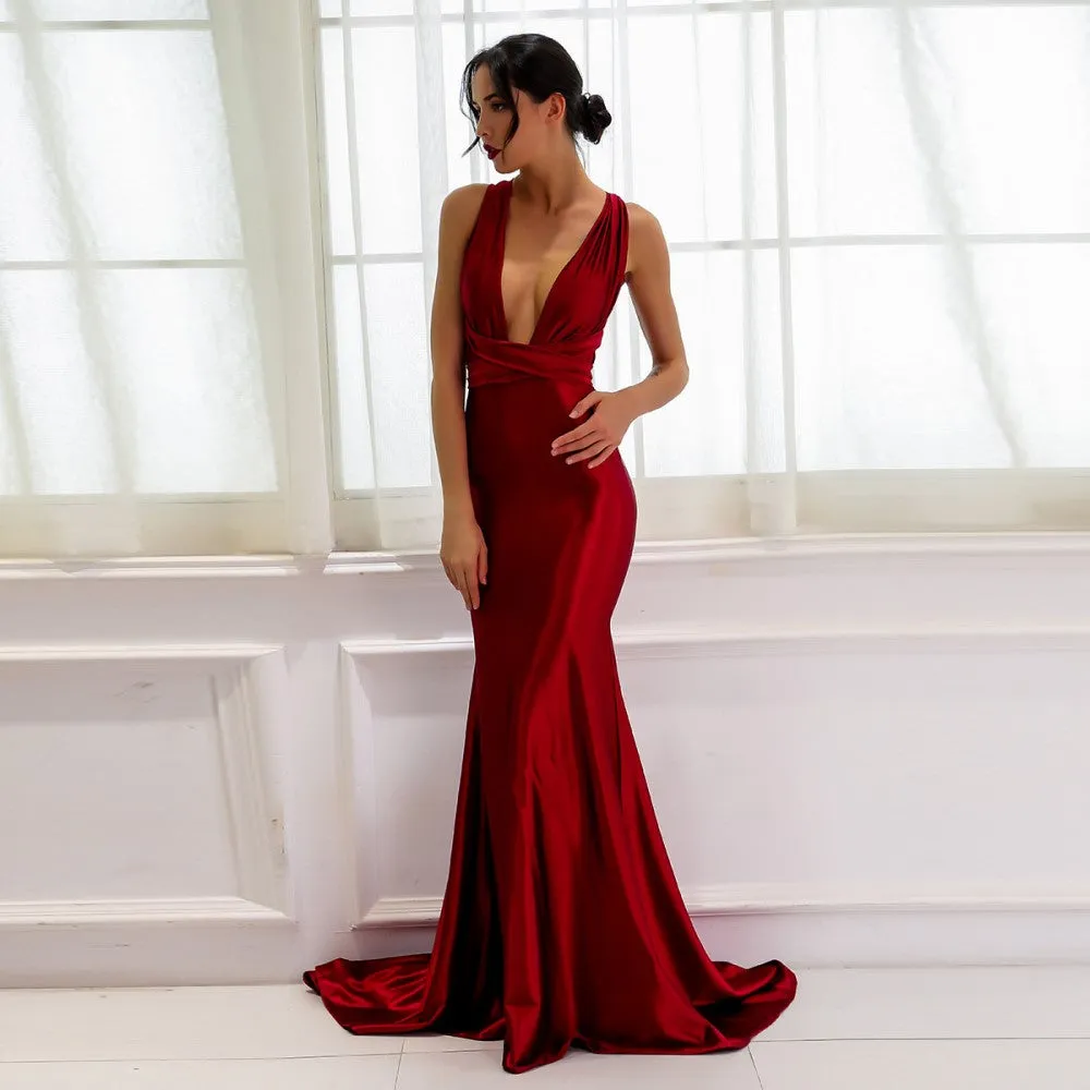 sd-hk Wine Red Cocktail Bodycon Gowns Backless Prom Dress