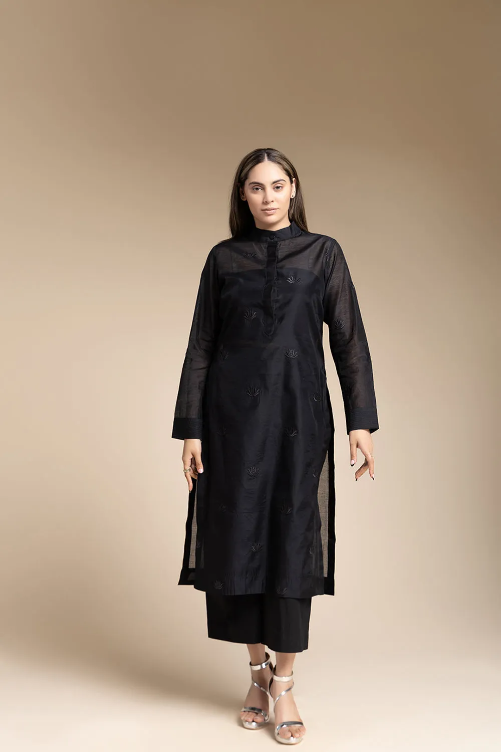 Sheer Tunic Set - Black
