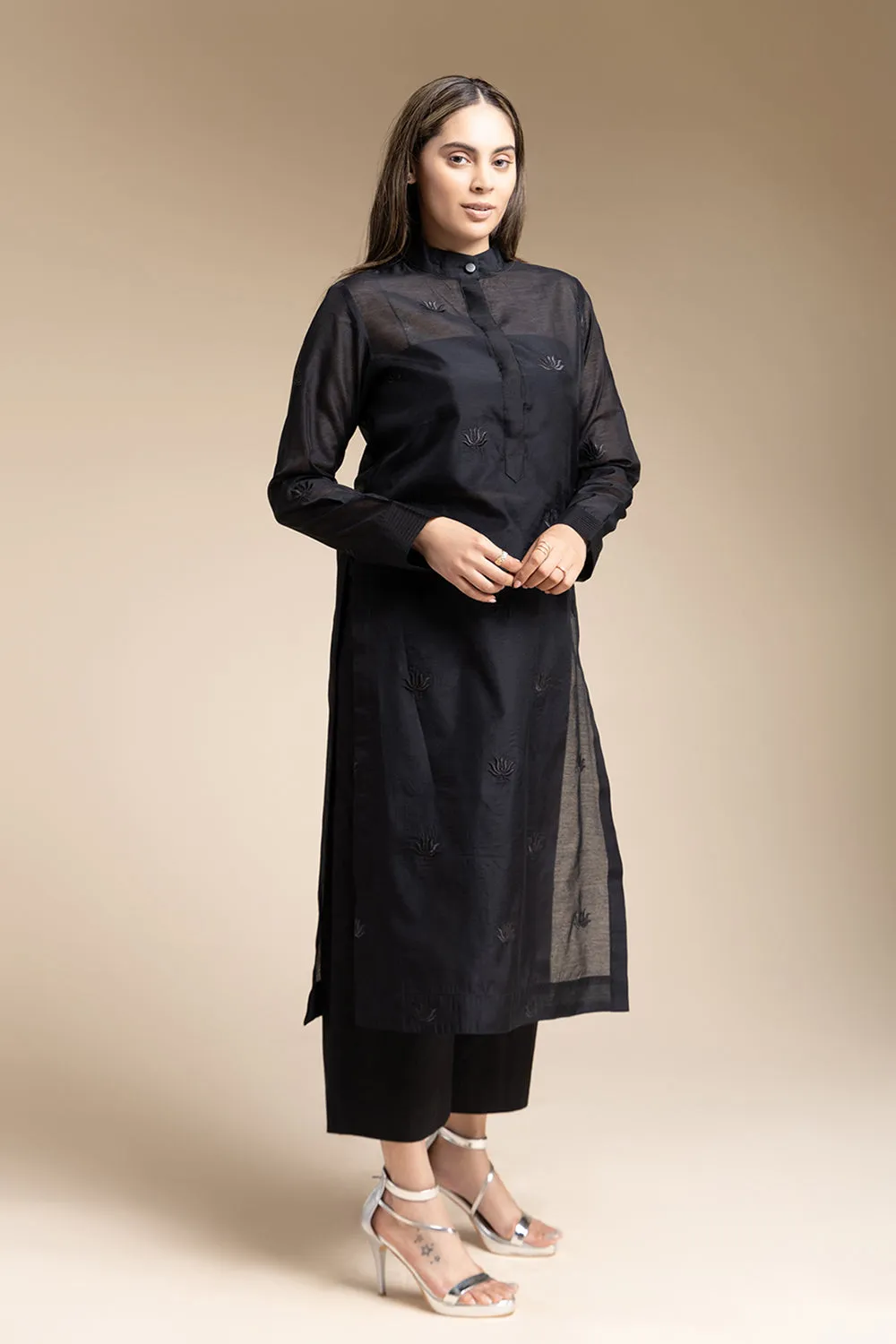 Sheer Tunic Set - Black