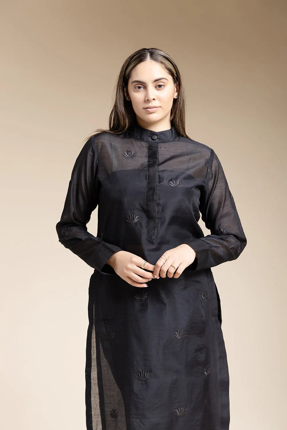 Sheer Tunic Set - Black