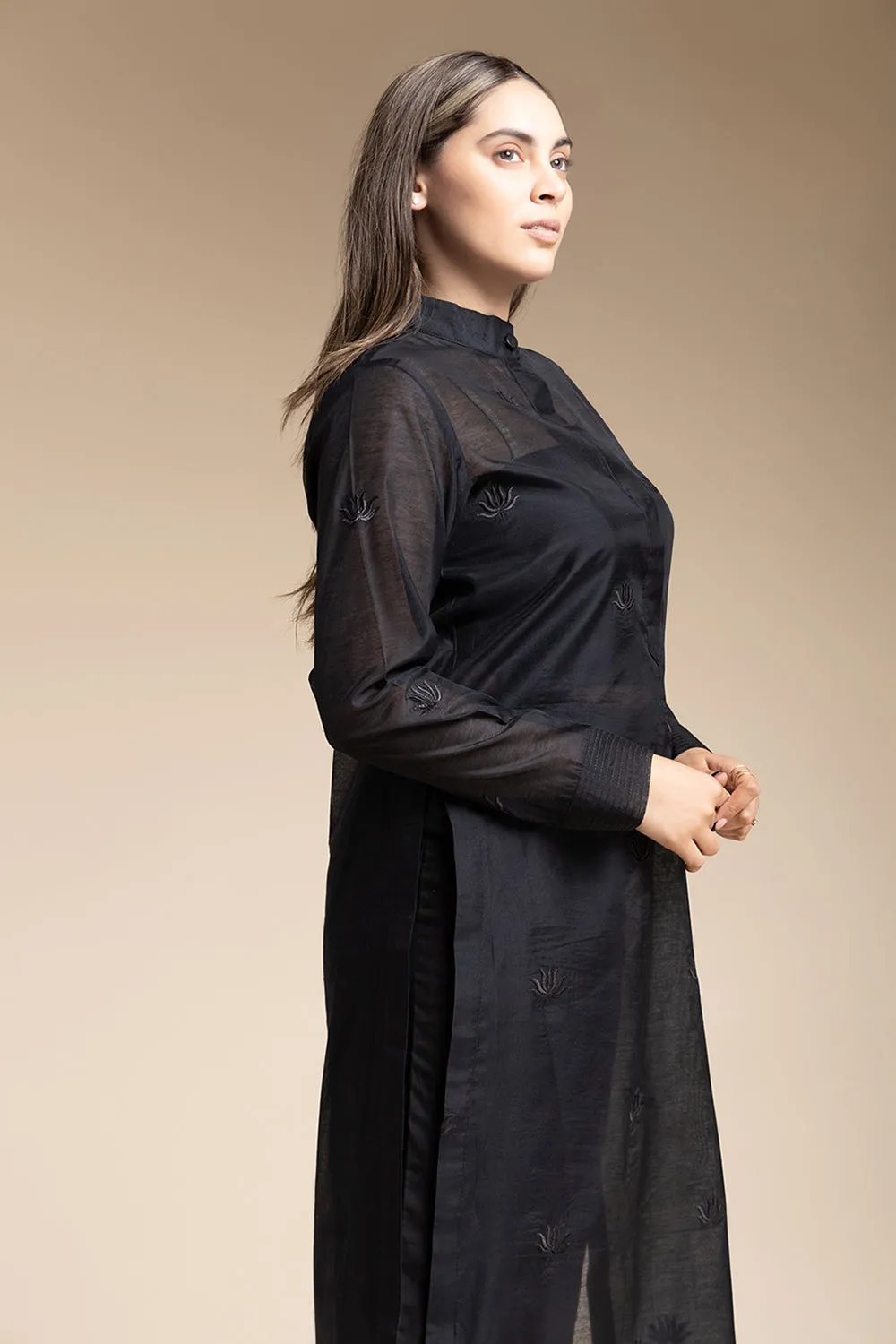 Sheer Tunic Set - Black