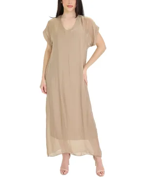 Silk Maxi Dress w/ Ruffle Back