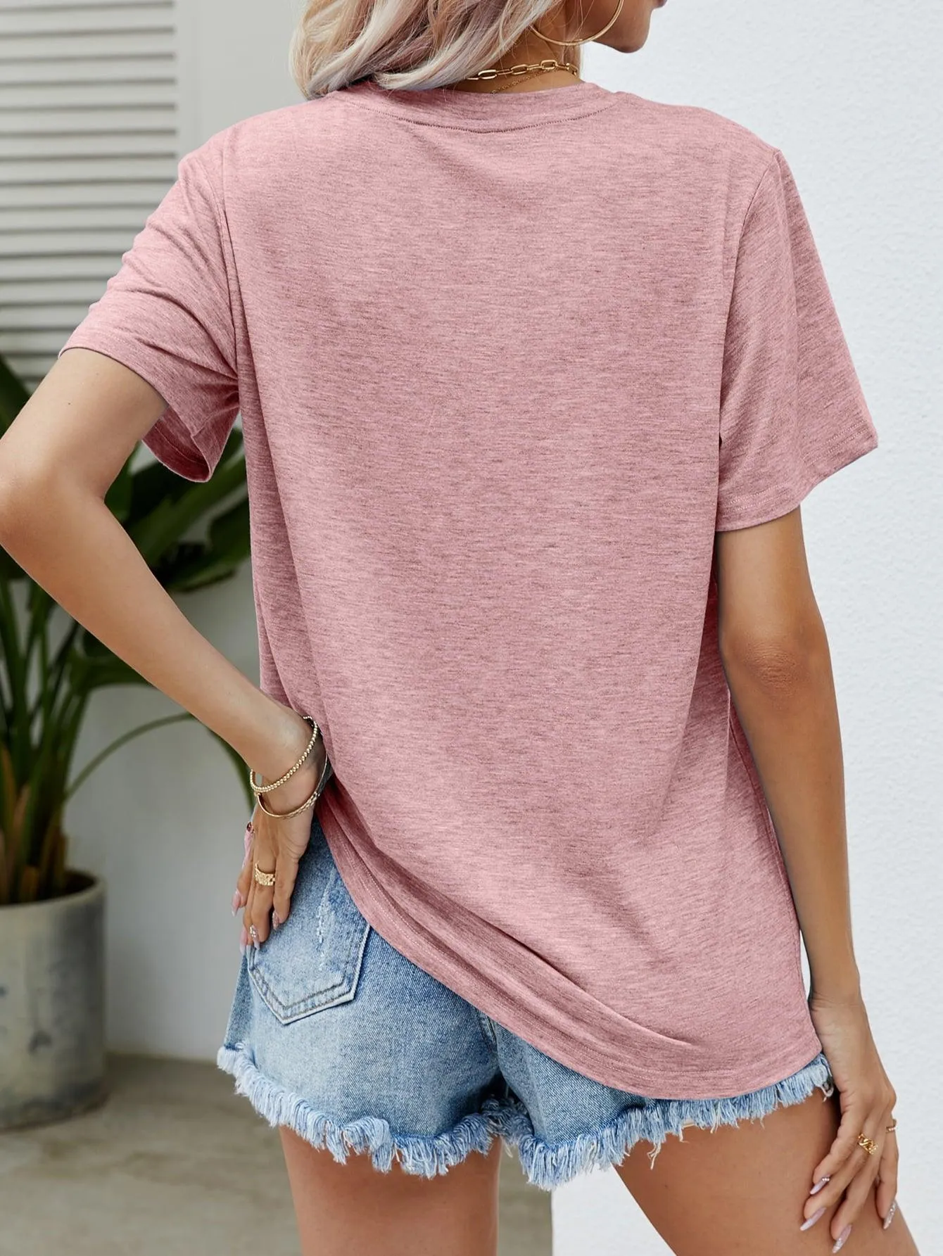 Simple Crew Neck God Bless America T Shirt