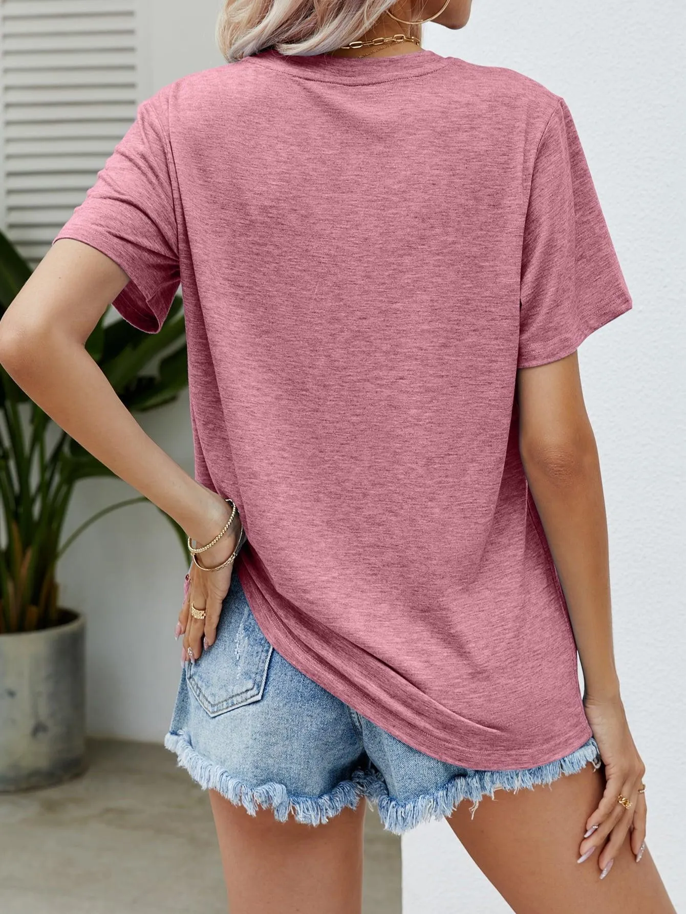 Simple Crew Neck God Bless America T Shirt