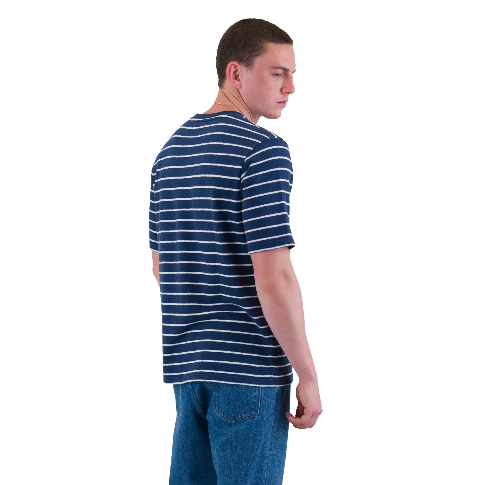 Textured Striped Tee Soft Navy / Ecru