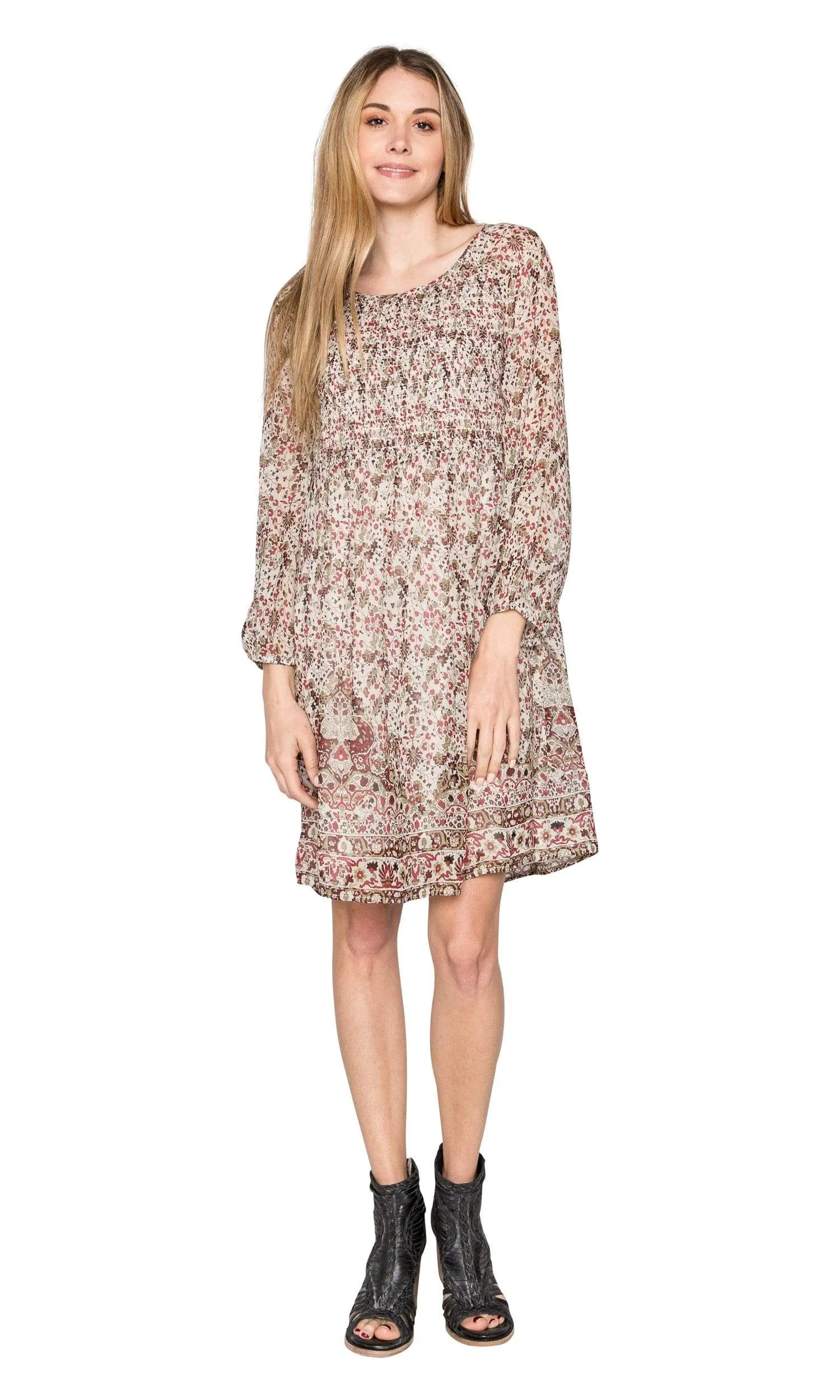 Velvet by Graham & Spencer Ariana Printed Smocked Dress