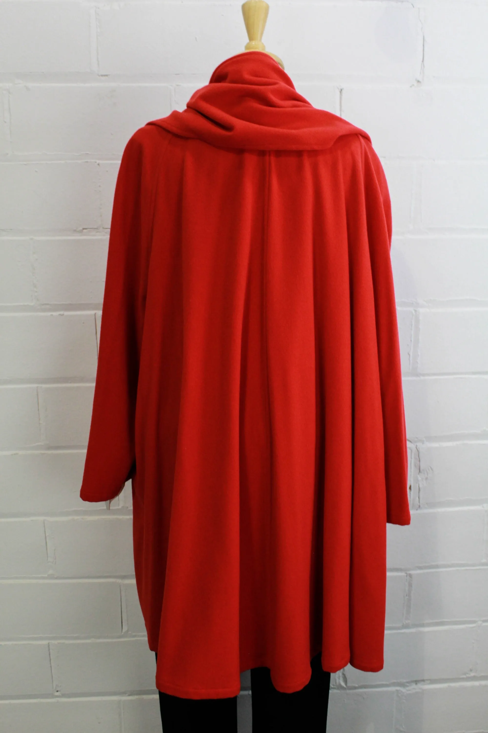 Vintage 1980s Red Karl Lagerfeld Cashmere Wool Coat, Large