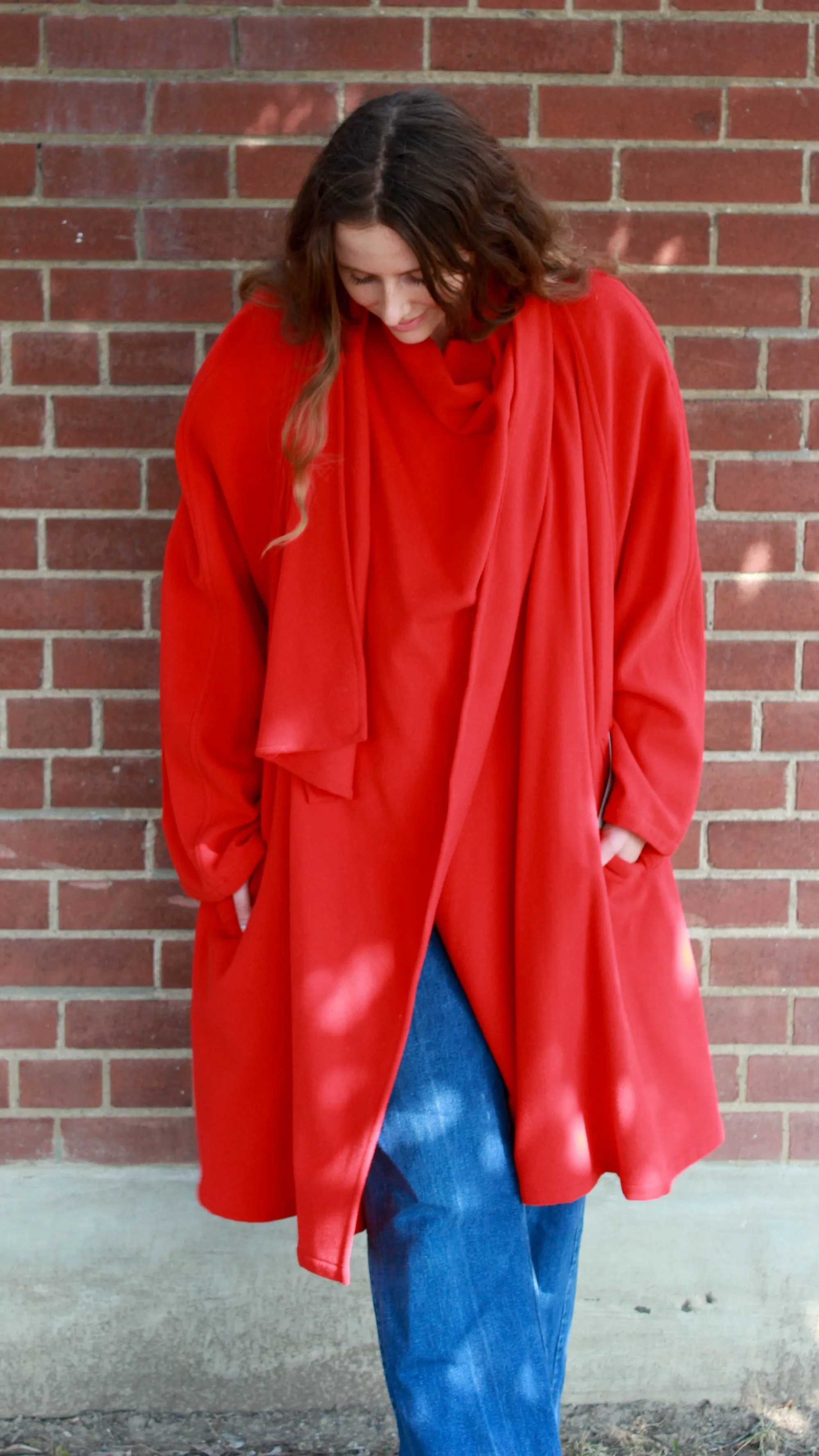Vintage 1980s Red Karl Lagerfeld Cashmere Wool Coat, Large