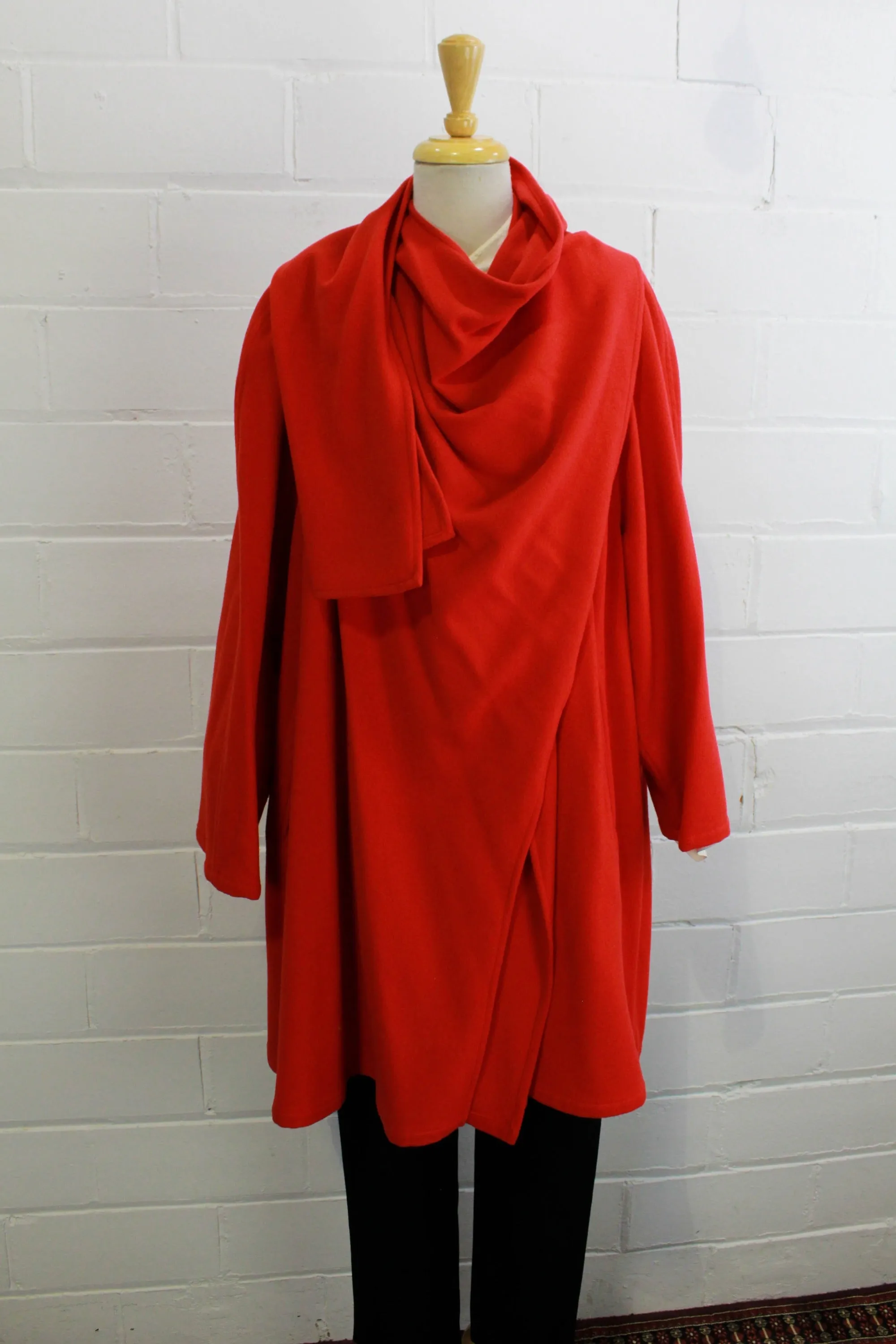 Vintage 1980s Red Karl Lagerfeld Cashmere Wool Coat, Large