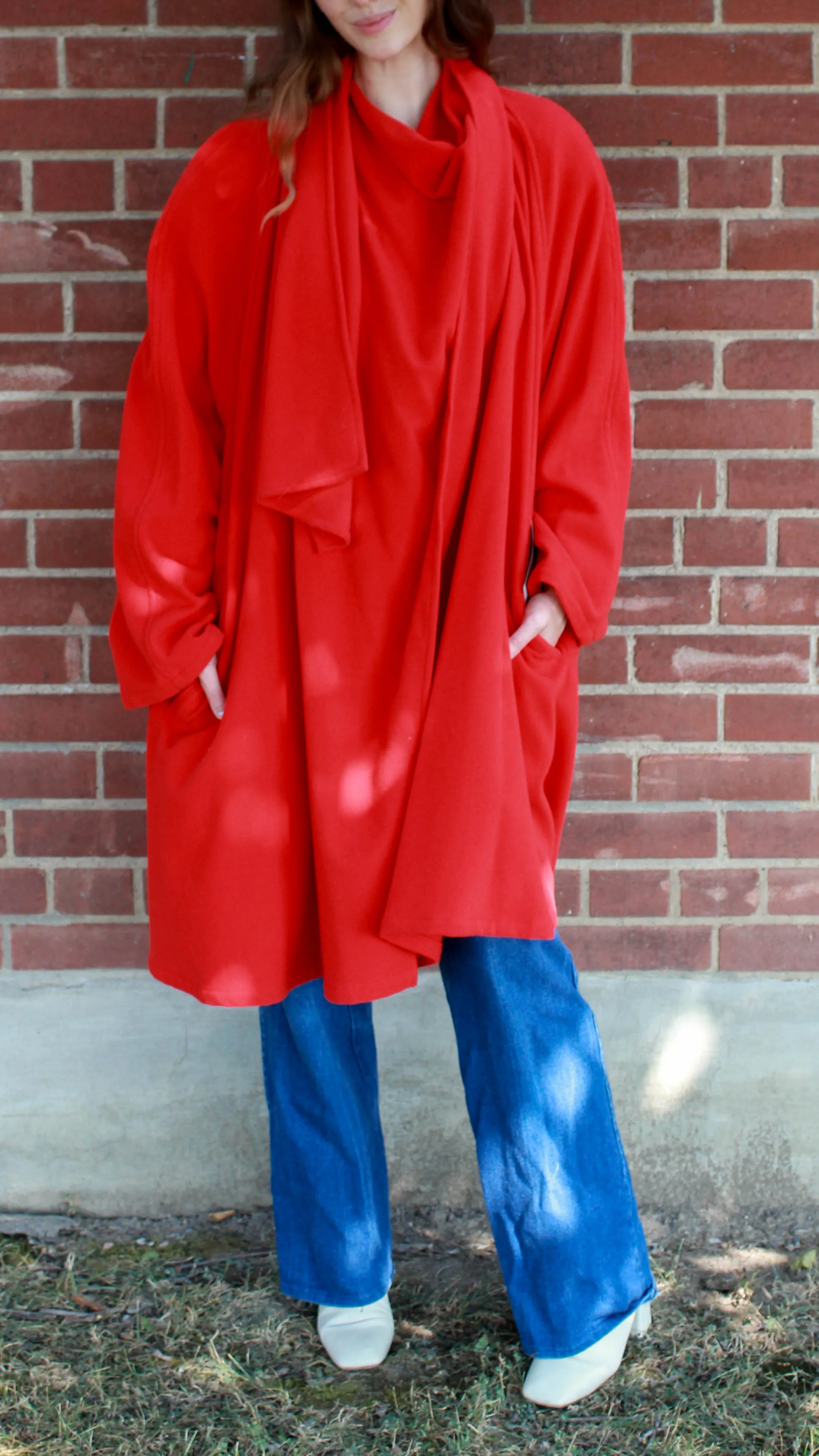 Vintage 1980s Red Karl Lagerfeld Cashmere Wool Coat, Large