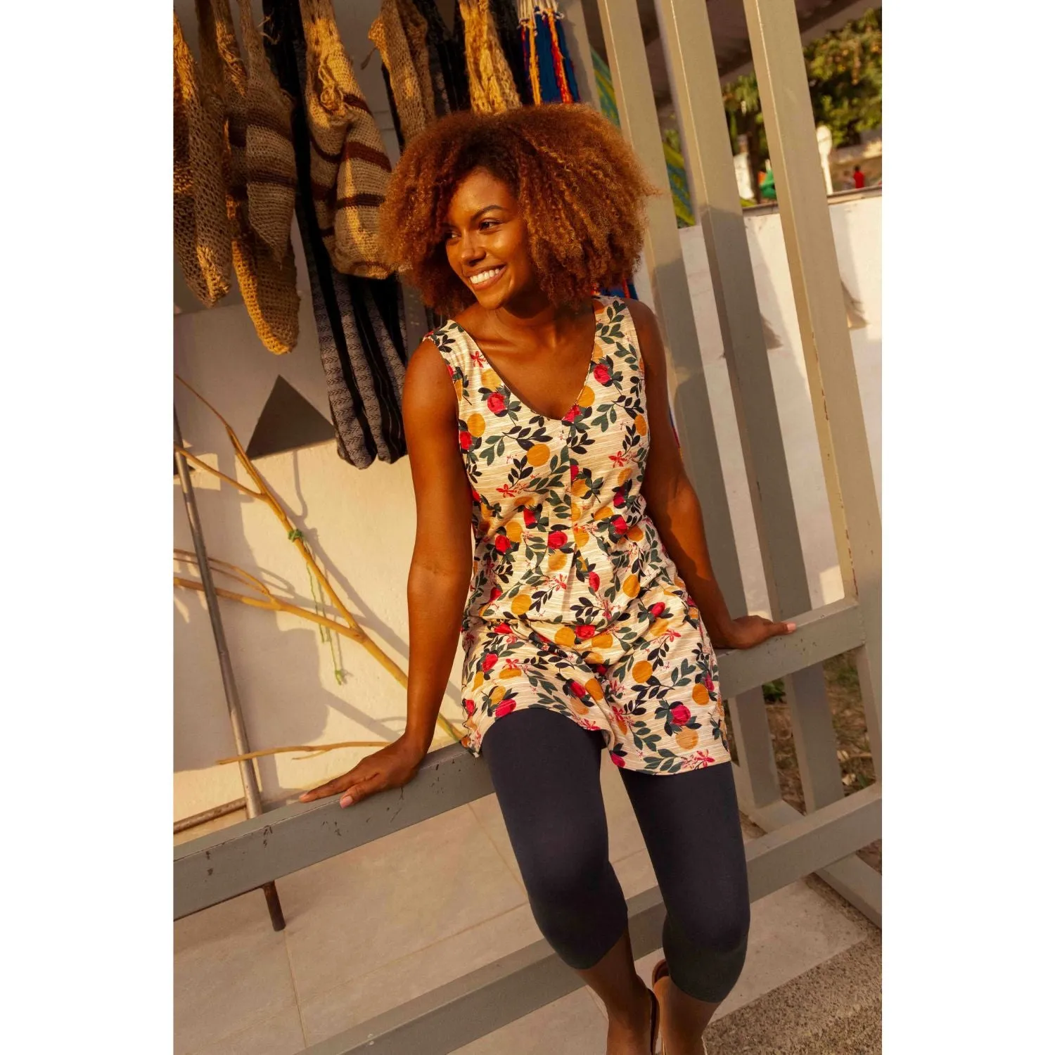 Weird Fish 10 Peach Cantaloupe Printed Jersey Tunic