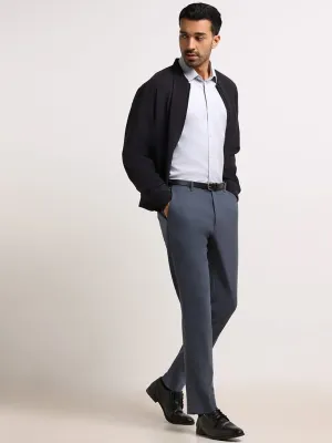 WES Formals Grey Tapered Slim Fit Trousers