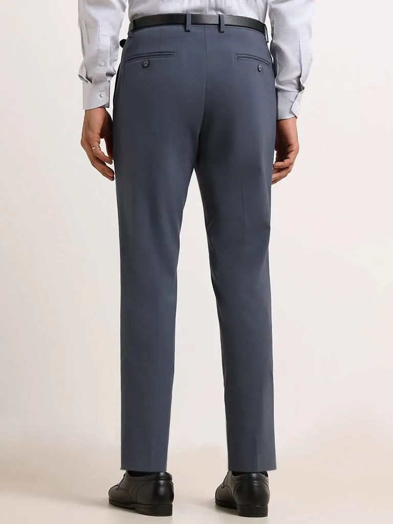 WES Formals Grey Tapered Slim Fit Trousers
