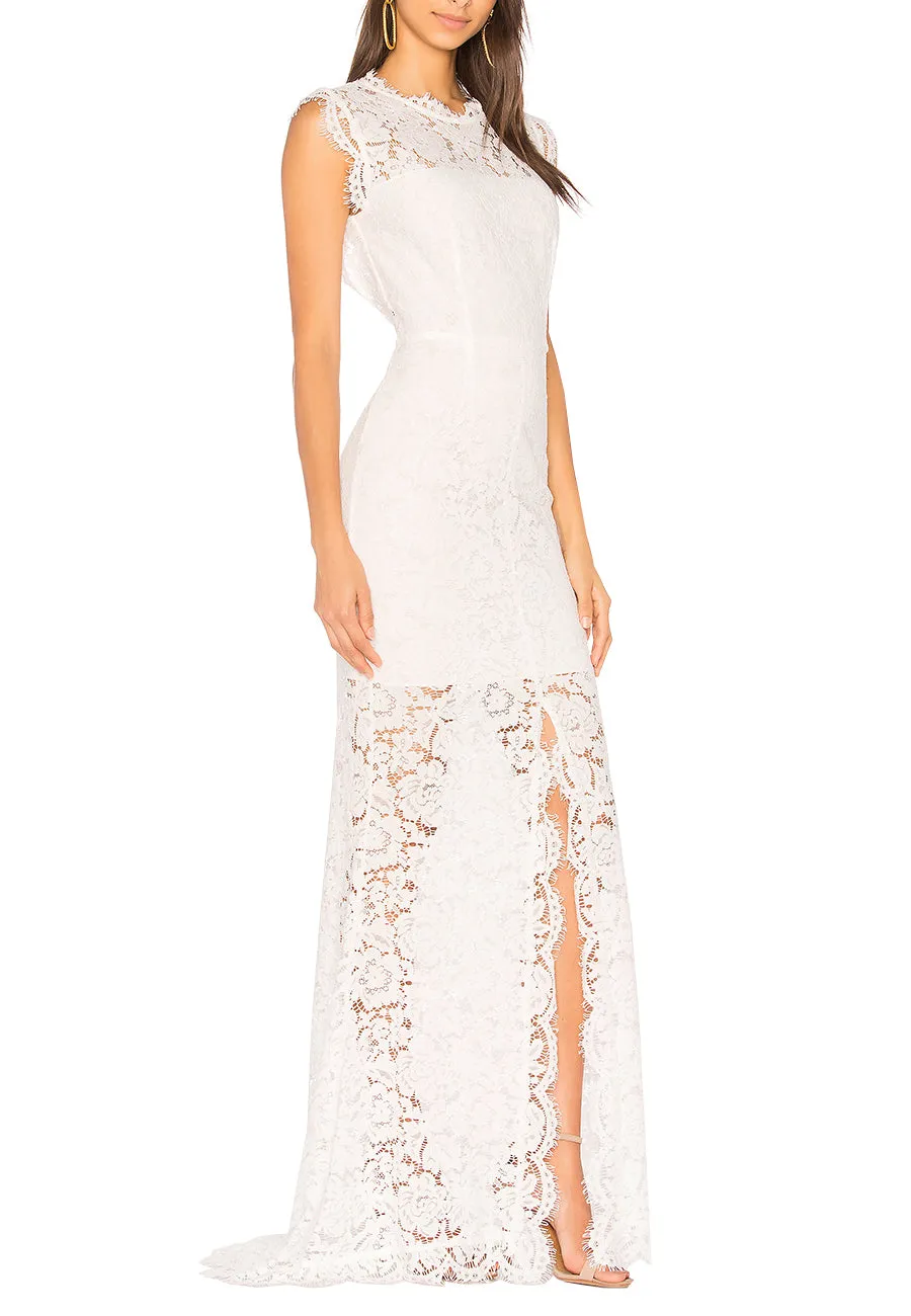 White Estelle Open Back Eyelash Lace Wedding Dress (Pre-loved)