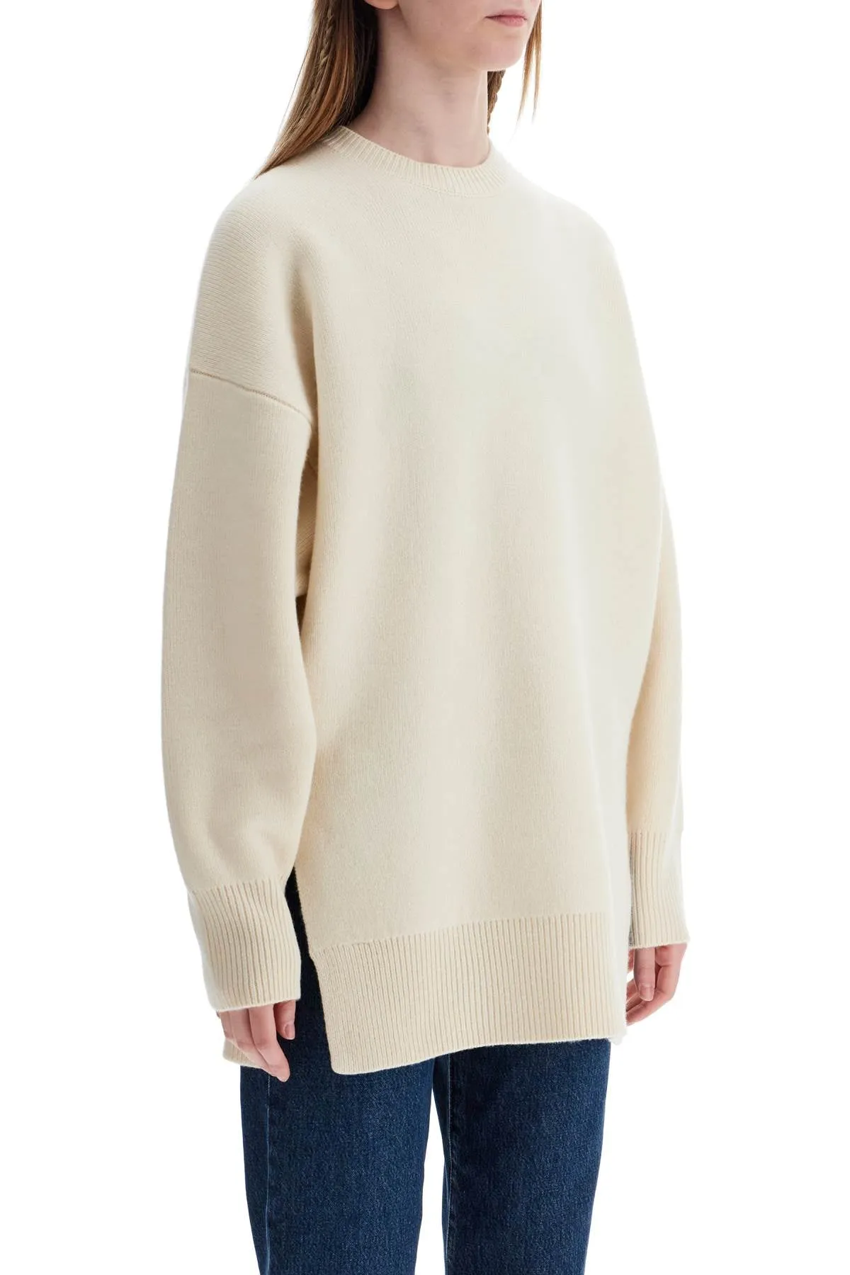 white fine knit wool and cashmere sweater 251 WRT4626 YA0132 SNOW