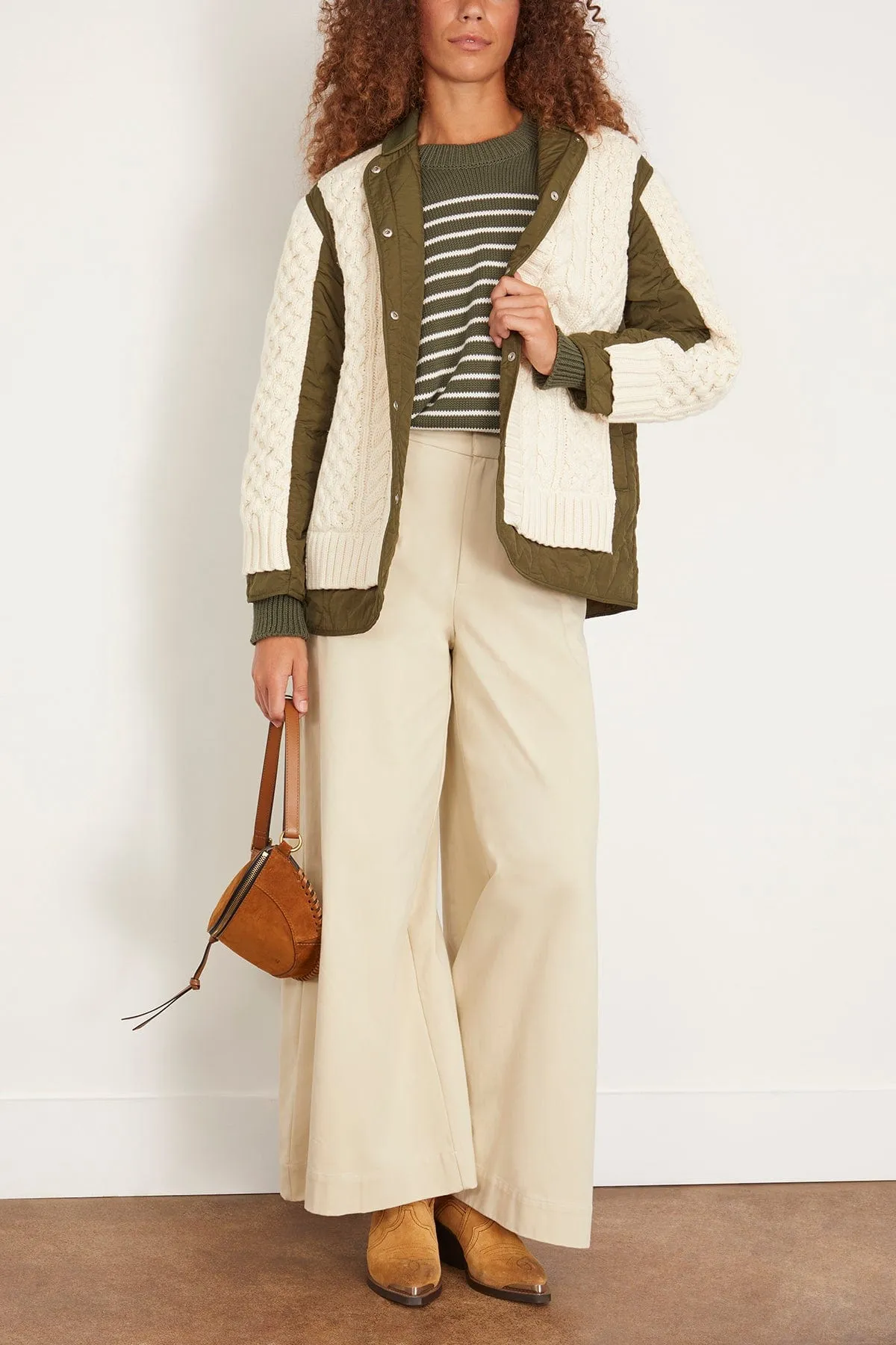 Winnie Mixed Media Jacket in Natural