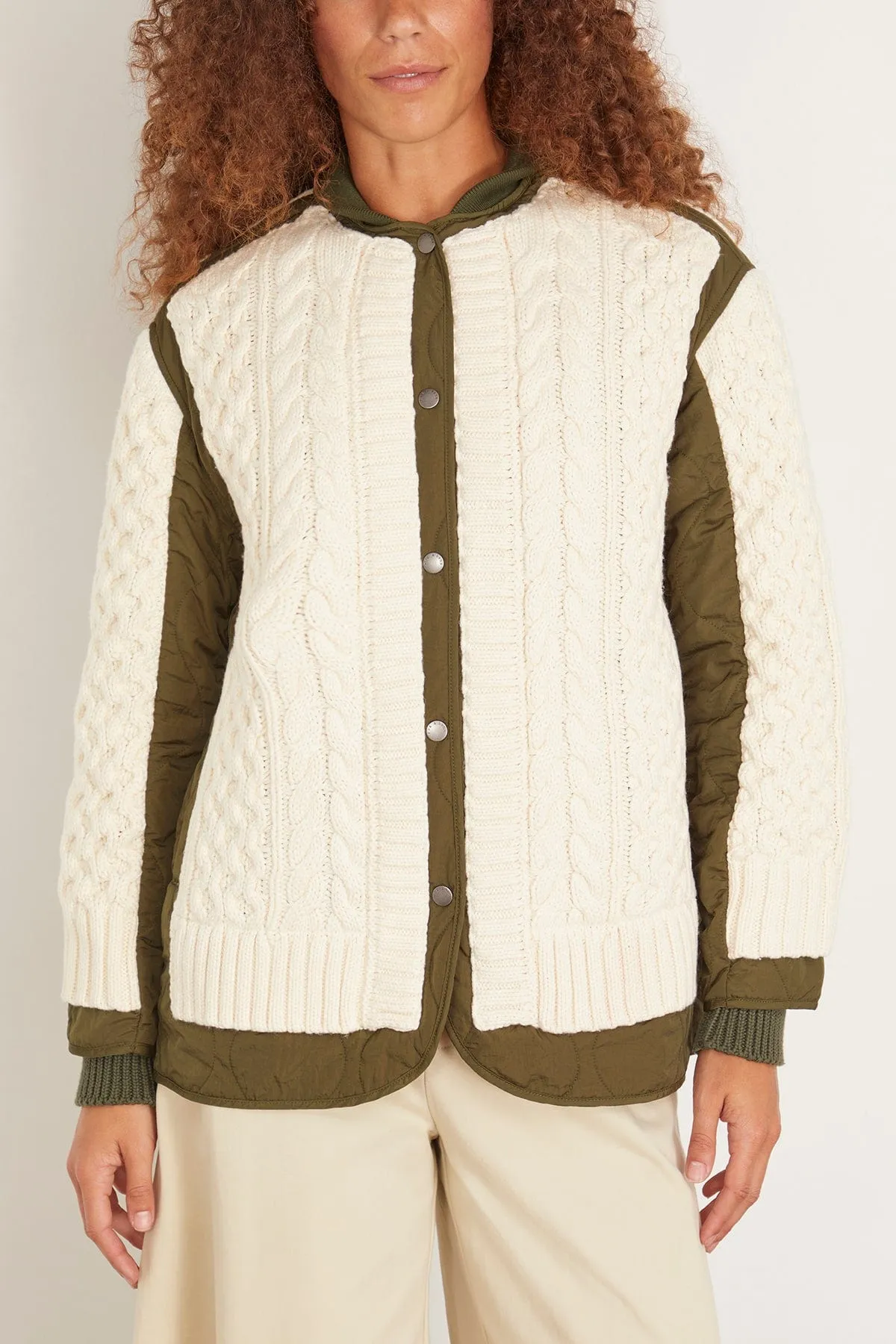 Winnie Mixed Media Jacket in Natural