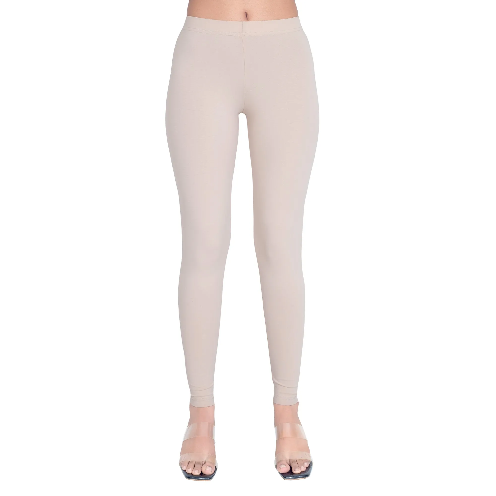 Women Beige Breathable Long Length Legging