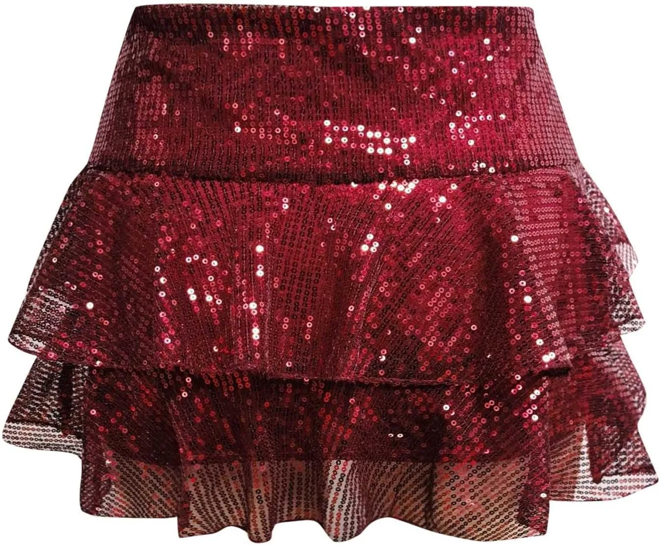 Womens Sequin Mini Skirt Shiny High Waist Short Pencil Skirt Bodycon Sparkly Party Skirt Dancing Cute Summer