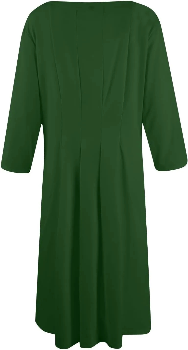 Women's Summer Dresses 2025 Casual Loose Trendy Crew Neck 3/4 Sleeve Solid Midi Dress Plus Size, S-3XL