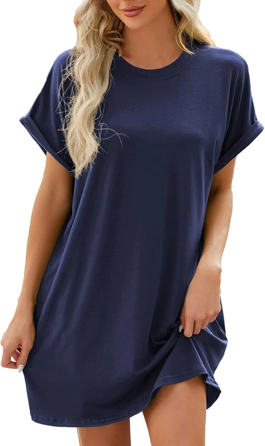 Womens T Shirt Dress Short Sleeve Casual Dresses Plus Size Summer Shirt Dress Comfy Flowy Cute Swing Tunic Dress