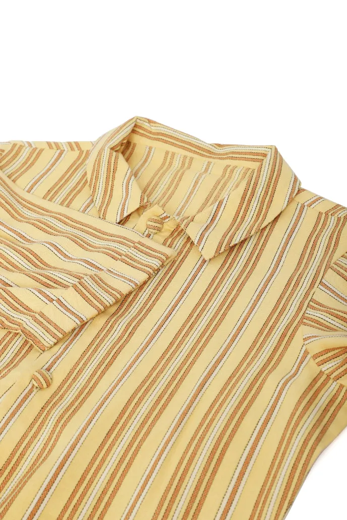 Yellow Striped Shirt Dress